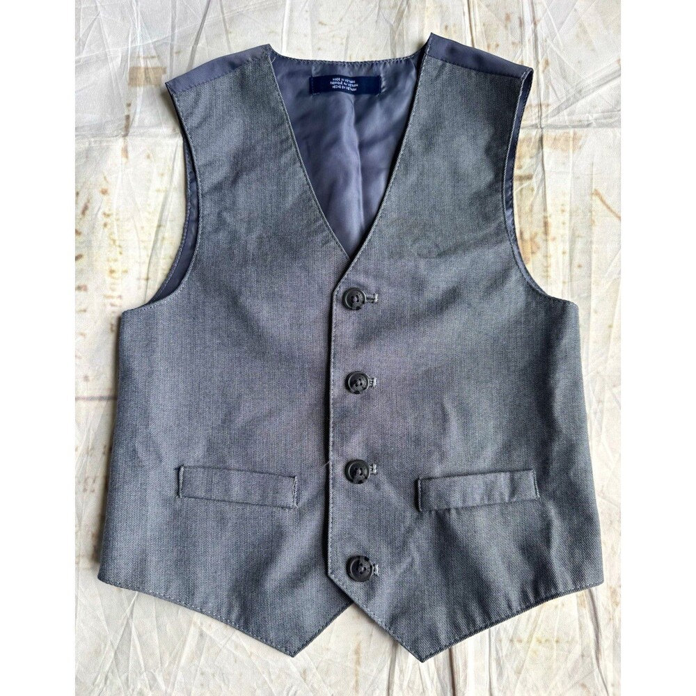 4T Nautica Gray Twill Slim Fit Suit Vest Solid Regular wedding party quinceañera